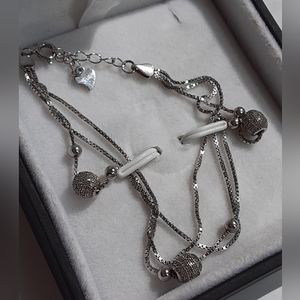 CZ Bead Station Bracelet .925 Sterling